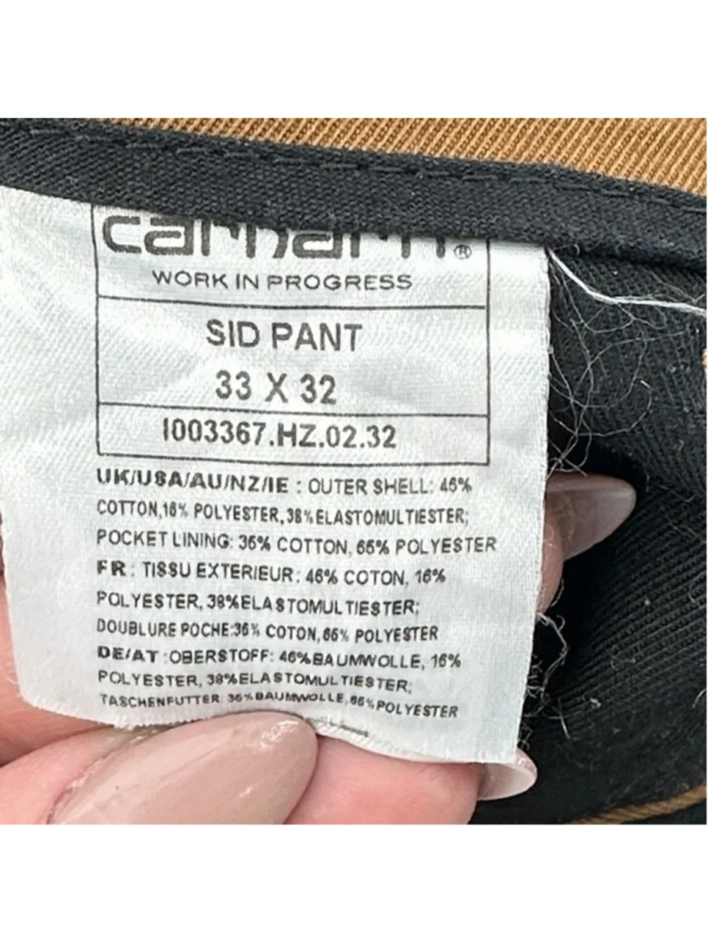 Carhartt Sid Pant Brown trouser casual slim leg low waist sz 33 x 32